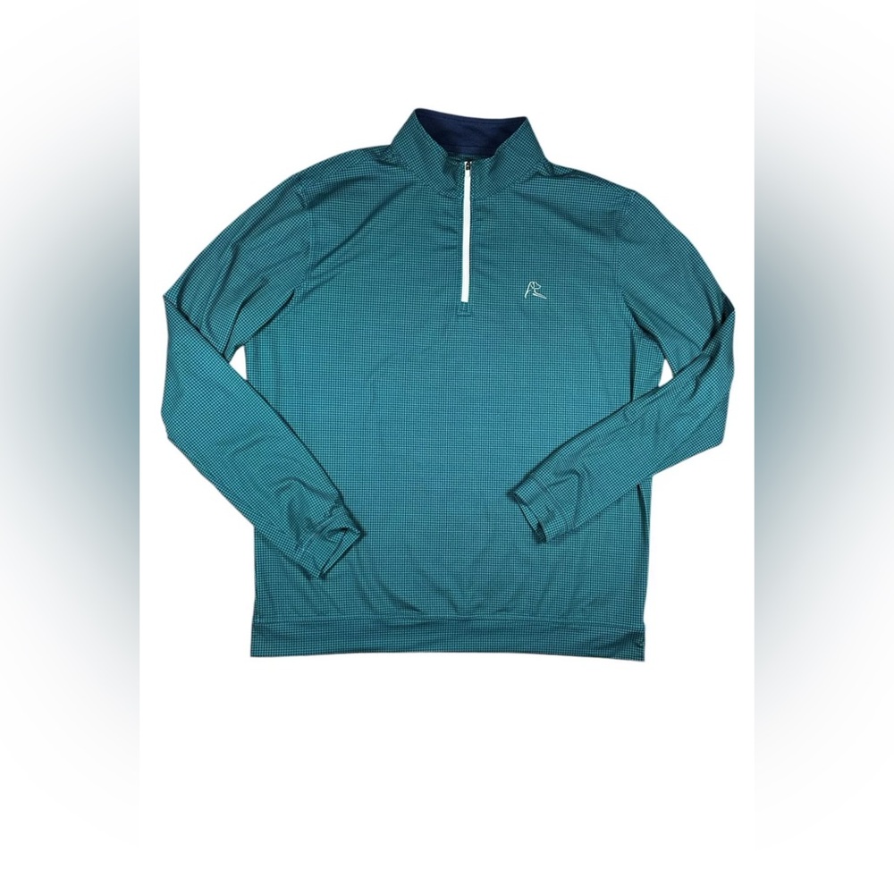 Rhoback Performance Blue Houndstooth 1/4 Zip Golf Sweater Top Mens Size L